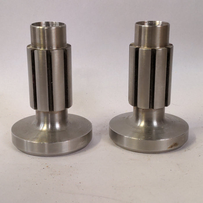 PAIR OF STAINLESS STEEL CANDLE HOLDERS