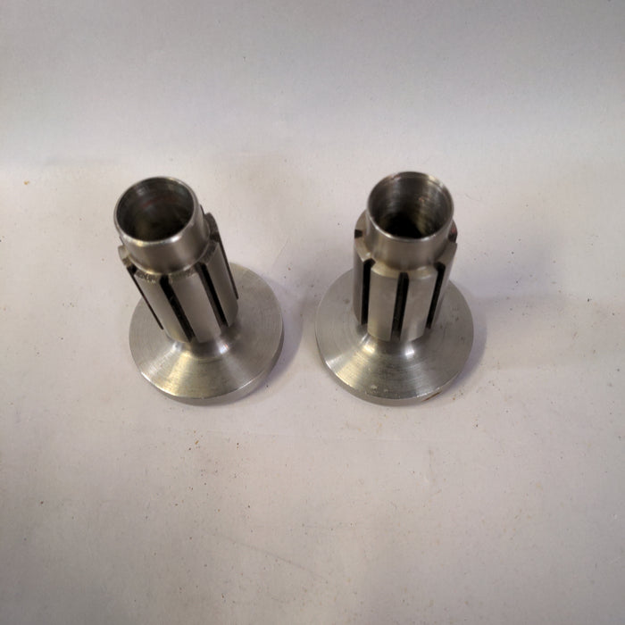 PAIR OF STAINLESS STEEL CANDLE HOLDERS