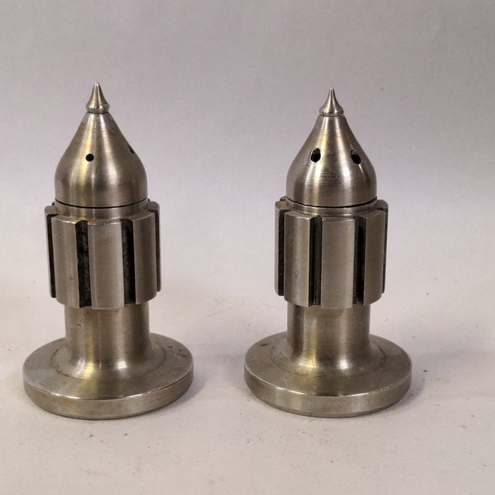 PAIR OF STAINLESS STEEL SALT AND PEPPER SHAKERS