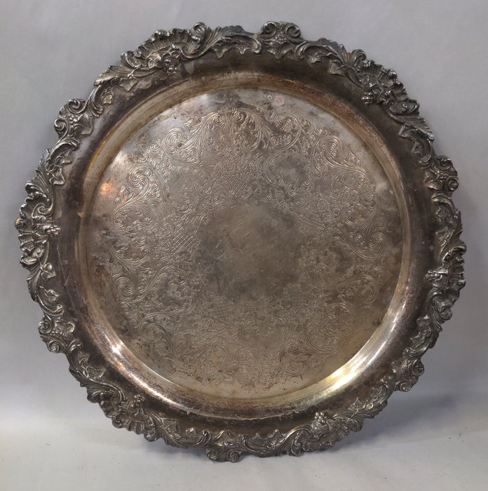 ORNATE ROUND SILVERPLATE TRAY