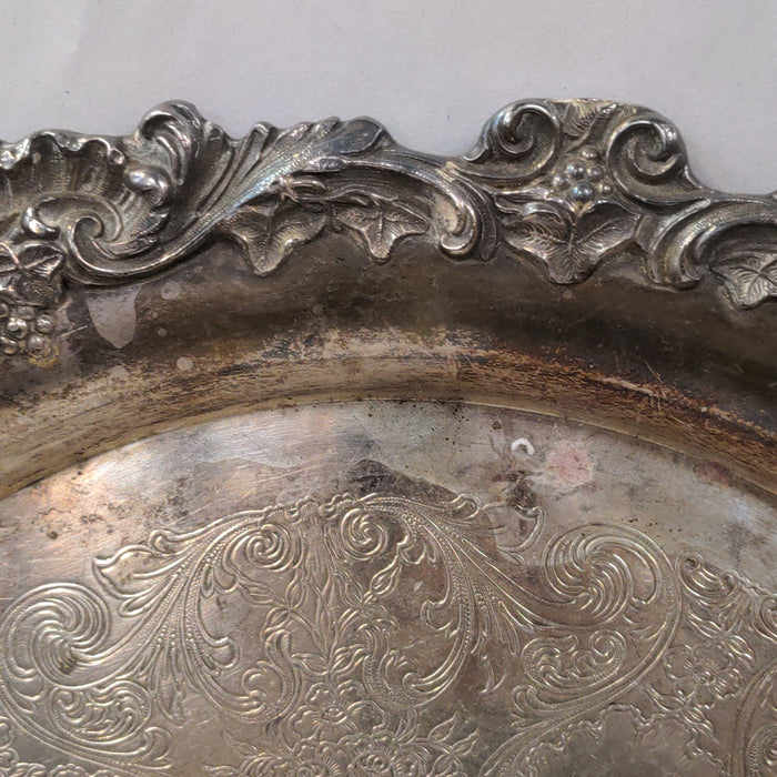ORNATE ROUND SILVERPLATE TRAY