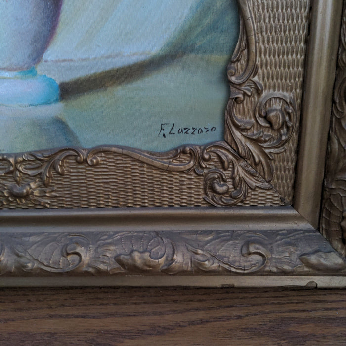 LARGE FLORAL STILL LIFE PAINTING IN ANTIQUE FRAME