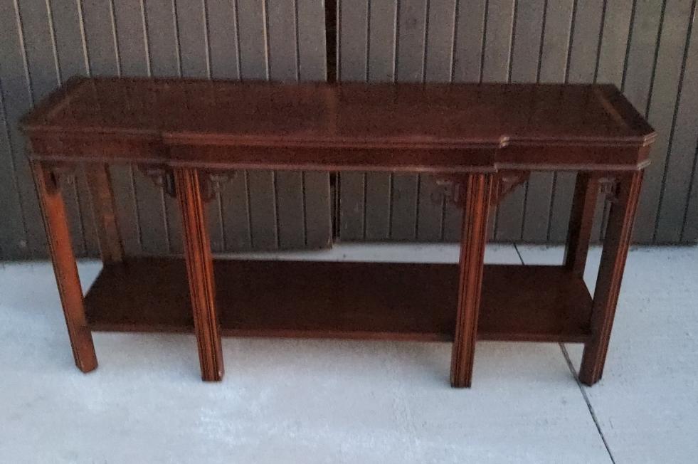 MAHOGANY CHIPPENDALE STYLE CONSOLE OR SOFA TABLE AS FOUND