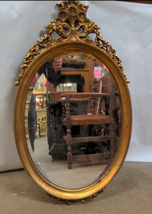 OVAL COMPOSITION GILT FRAME MIRROR AS FOUND