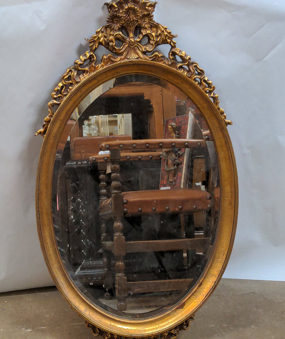 OVAL COMPOSITION GILT FRAME MIRROR AS FOUND