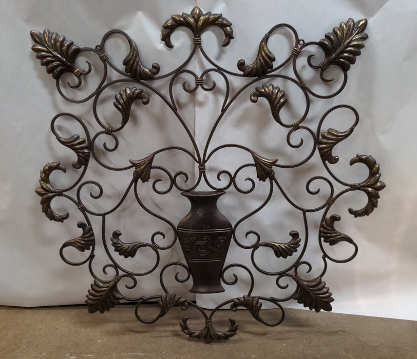 SCROLL IRON AND VASE WALL ART