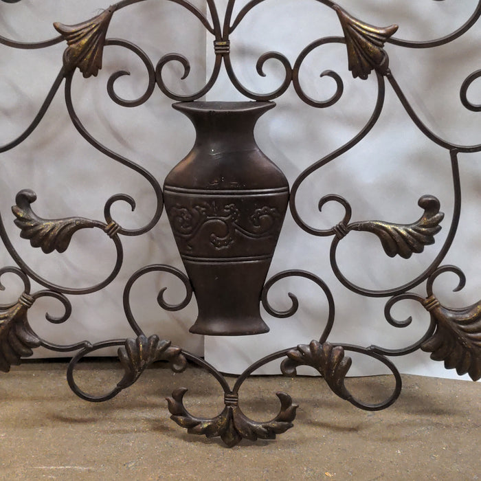 SCROLL IRON AND VASE WALL ART