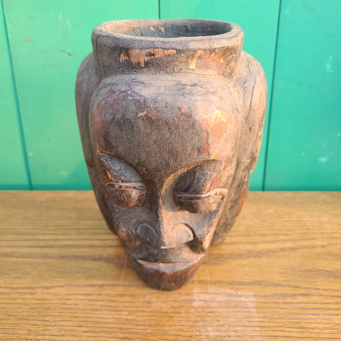 THREE-SIDED AFRICAN FACE STATUE