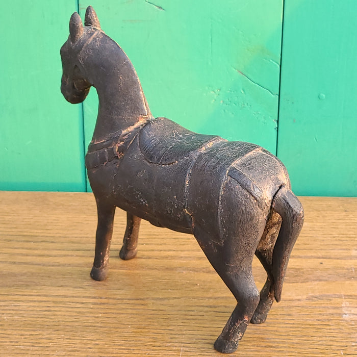 CARVED WOODEN HORSE STATUE