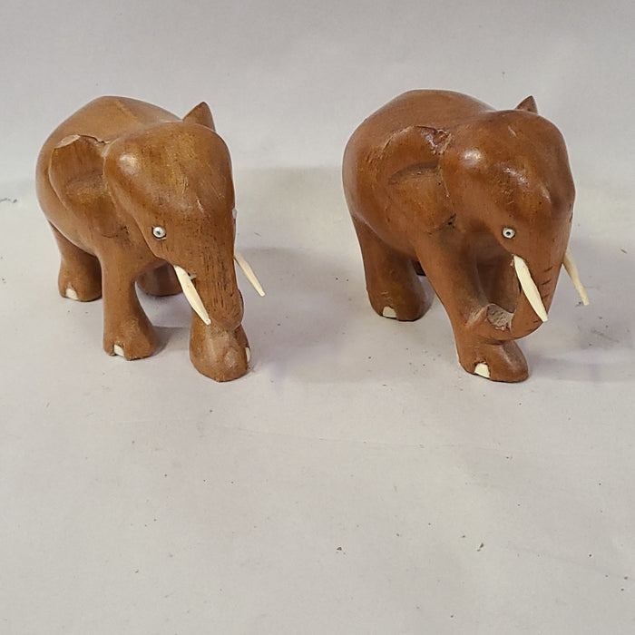 PAIR OF SMALL CARVED ELEPHANTS