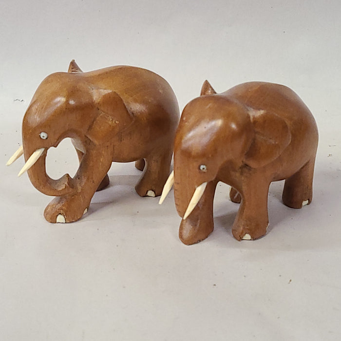 PAIR OF SMALL CARVED ELEPHANTS