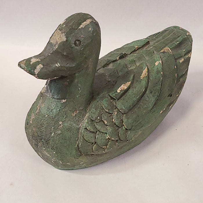 WOOD DUCK WITH GREEN PAINT