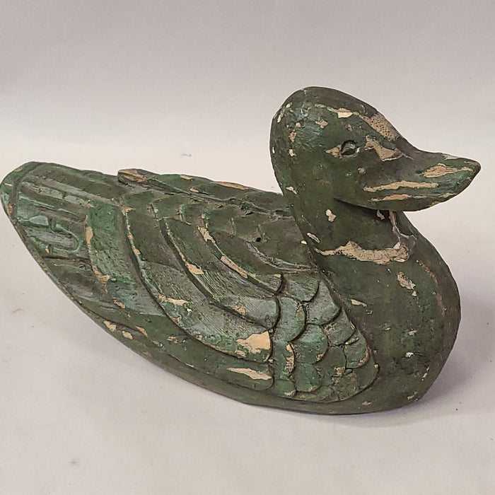 WOOD DUCK WITH GREEN PAINT