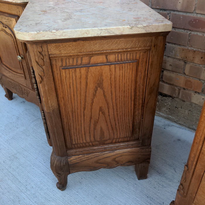 LOUIS XV OAK MARBLE TOP LAMP TABLES