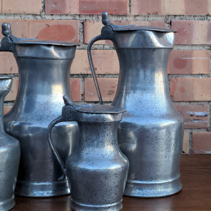 HEAVY 6 PIECE SET OF GRADUATED PEWTER MEASURES