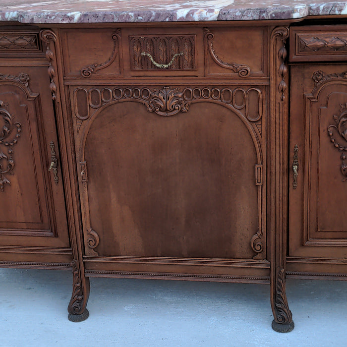 FINE FRENCH MARBLE TOP  ART NOUVEAU SIDEBOARD WITH MIRROR