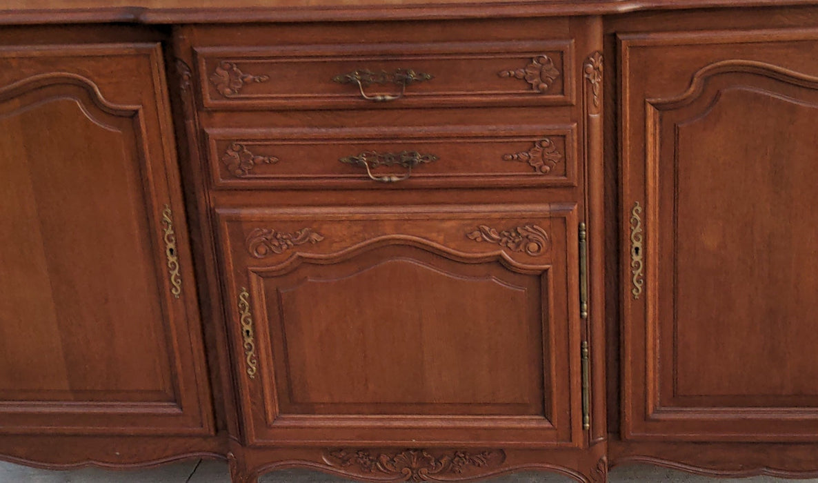 LOUIS XV PARQUETRY OAK SIDEBOARD WITH CENTER DRAWERS
