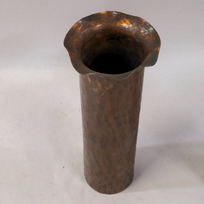 PAIR OF COPPER CYLINDER VASES