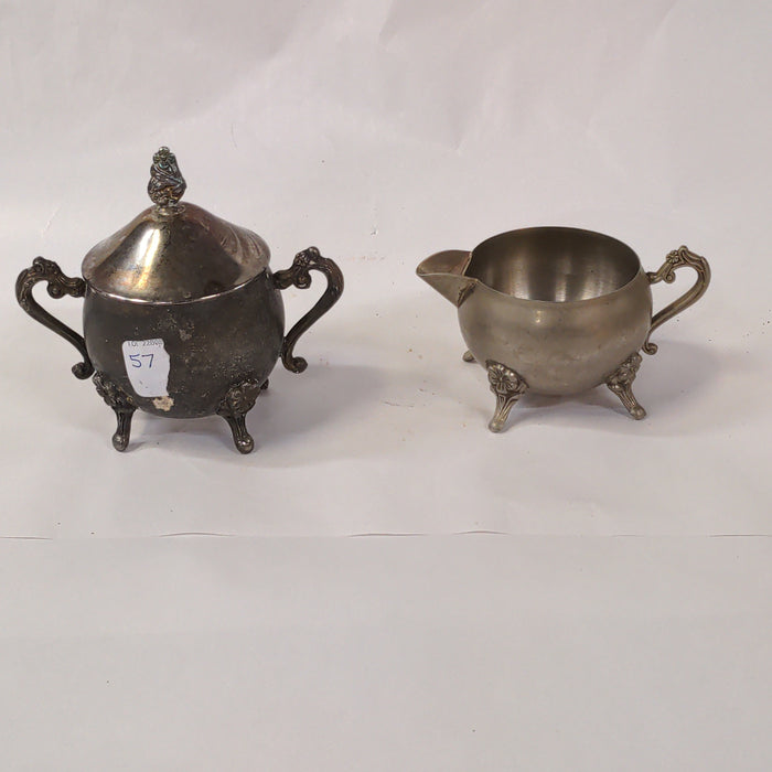 SMALL SILVER PLATE CREAM SUGAR IS FOUND