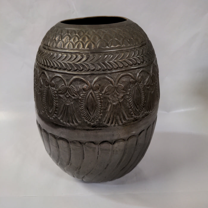 EGG SHAPED METAL VASE