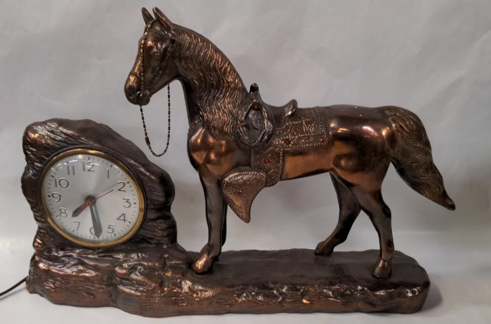 WORKING COPPER HORSE CLOCK AS FOUND TAIL