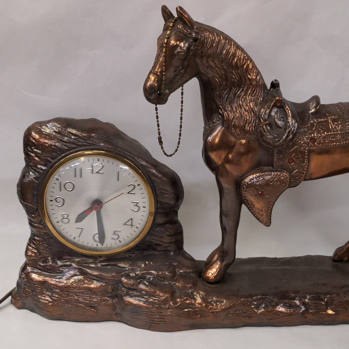 WORKING COPPER HORSE CLOCK AS FOUND TAIL