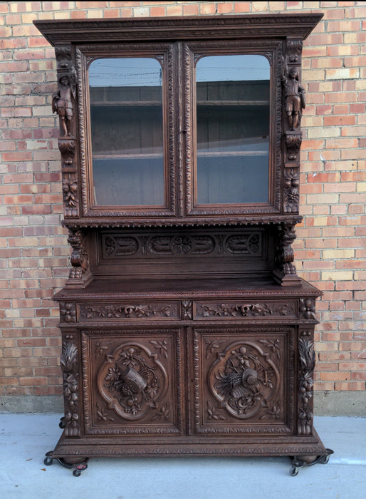 FIGURAL CARVED FRENCH OAK HUNTBOARD