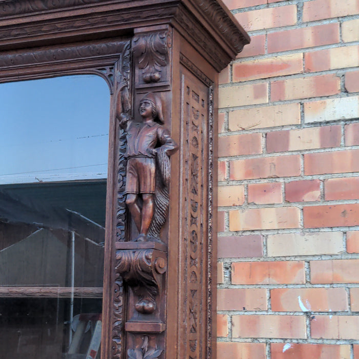 FIGURAL CARVED FRENCH OAK HUNTBOARD