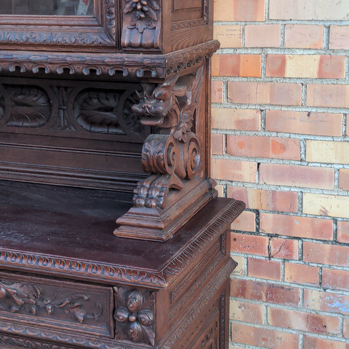 FIGURAL CARVED FRENCH OAK HUNTBOARD