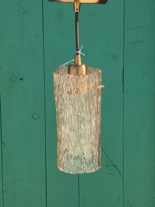 PEACH COLORED GLASS HANGING LAMP