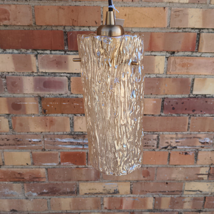 PEACH COLORED GLASS HANGING LAMP