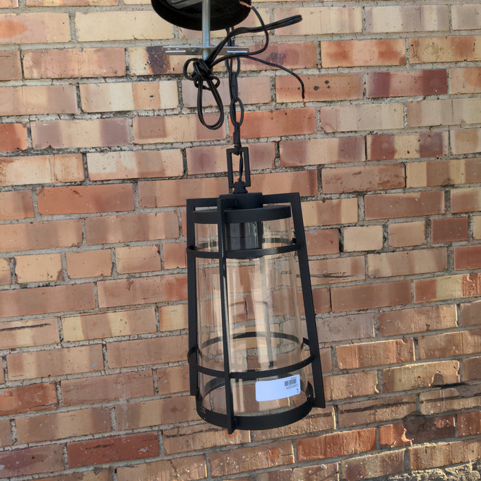 FLARED GLASS WITH METAL EXTERIOR HANGING LANTERN