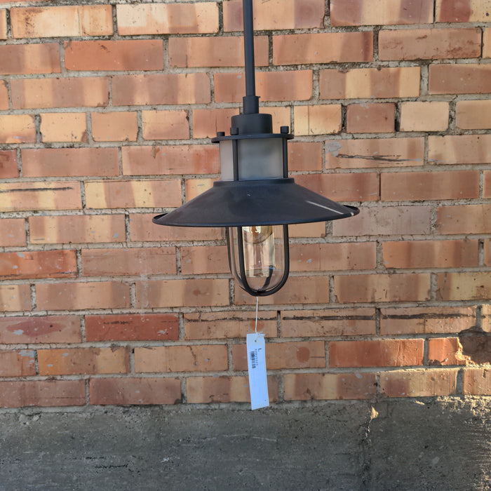 TALL BLACK AND GLASS HANGING POLE LIGHT