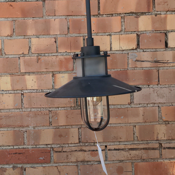 TALL BLACK AND GLASS HANGING POLE LIGHT