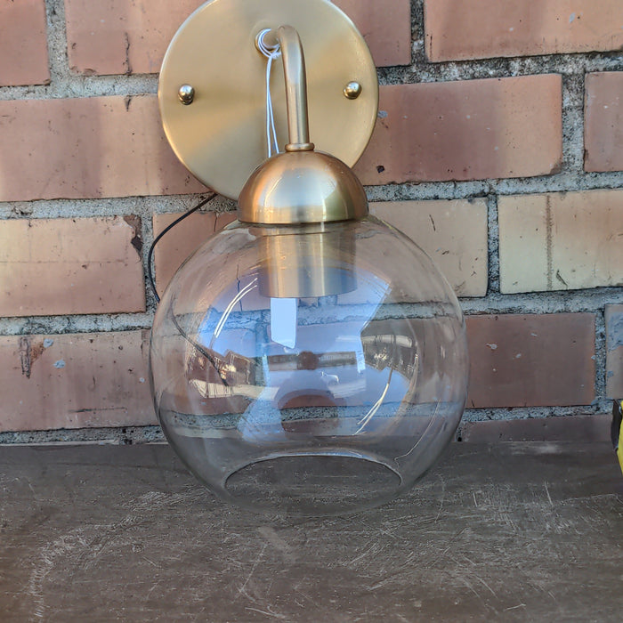 SMALL GOLD METAL WITH GLASS GLOBE SCONCE