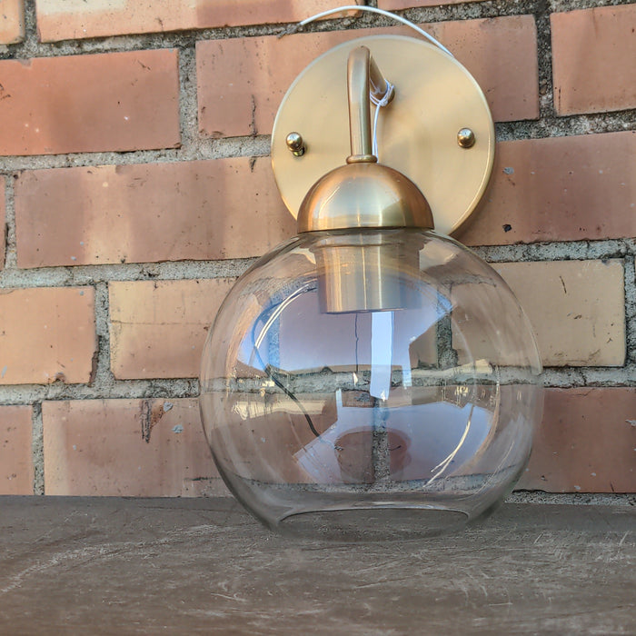 SMALL GOLD METAL WITH GLASS GLOBE SCONCE