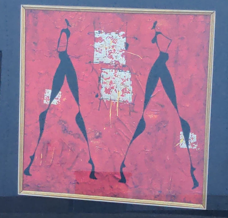 RED AND BLACK FRAMED MIXED MEDIA DANCERS