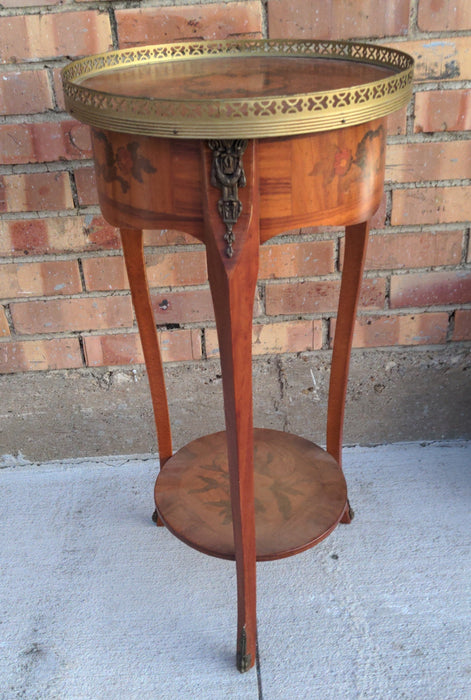 INLAID SIDE TABLE WITH ORMOLU AND DRAWER