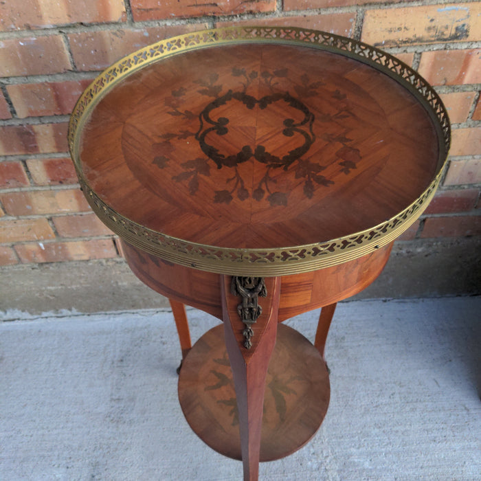 INLAID SIDE TABLE WITH ORMOLU AND DRAWER