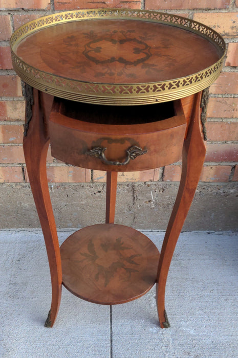 INLAID SIDE TABLE WITH ORMOLU AND DRAWER