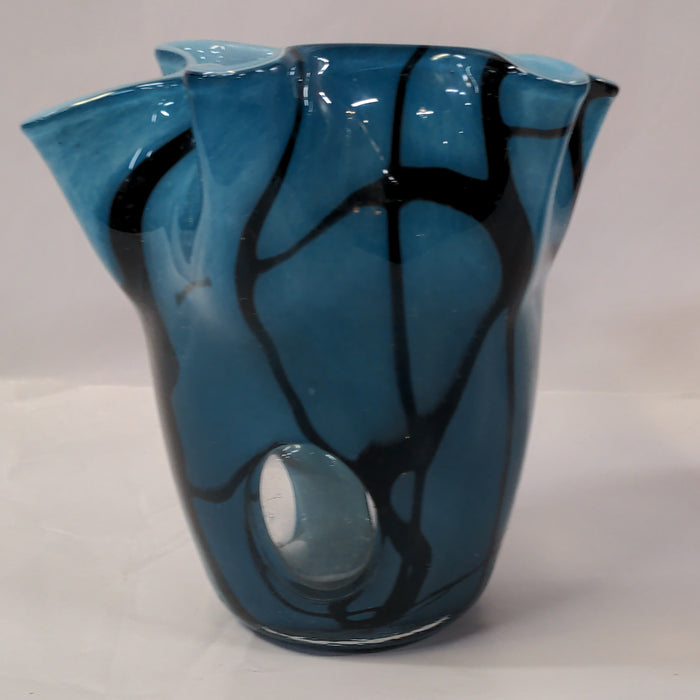 LIGHT BLUE CASED GLASS ART GLASS VASE