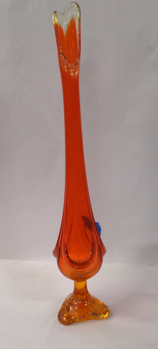 TALL SLENDER ORANGE ART GLASS VASE