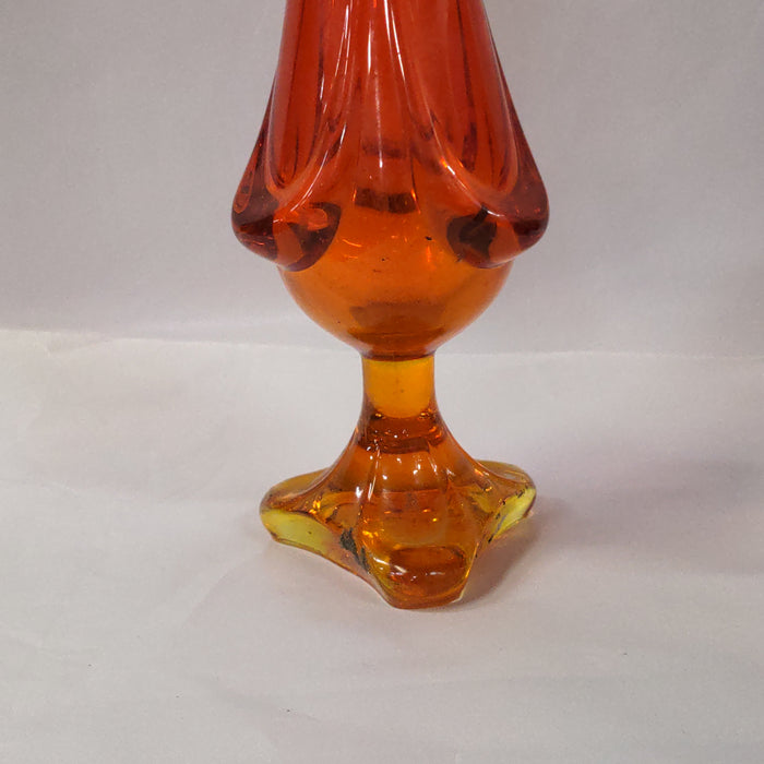 TALL SLENDER ORANGE ART GLASS VASE