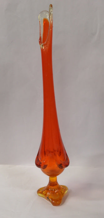 TALL SLENDER ORANGE ART GLASS VASE