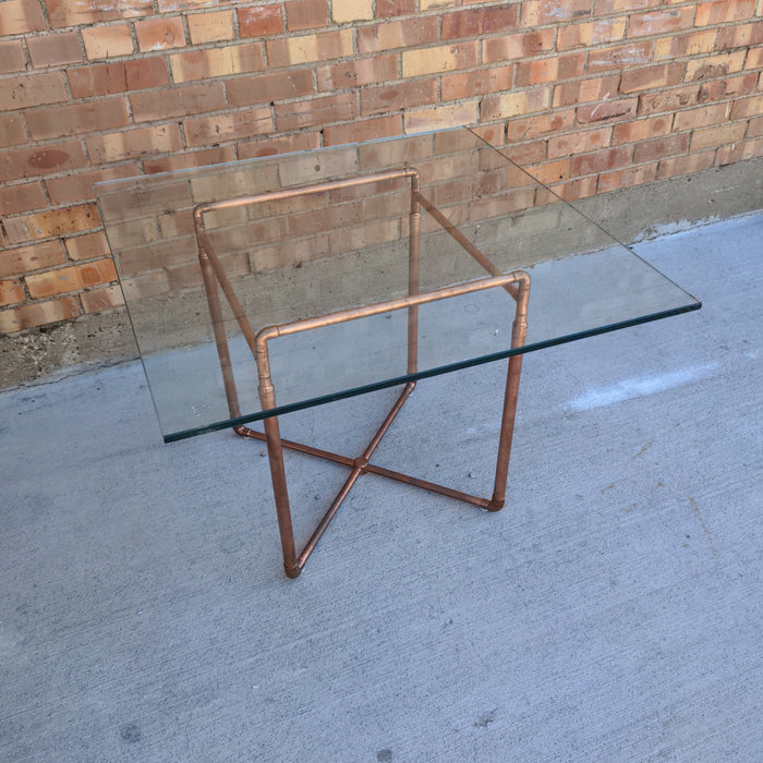 SQUARE GLASS TOP ON COPPER TUBE BASE