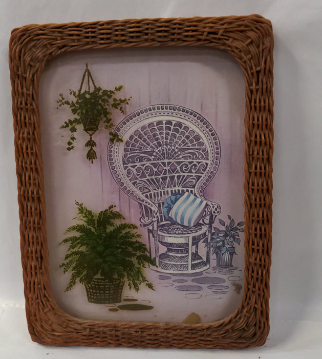 WICKER FRAME WITH SHADOW BOX PAINTING