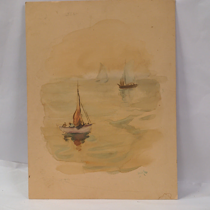 SAILBOAT WATERCOLOR ON BOARD