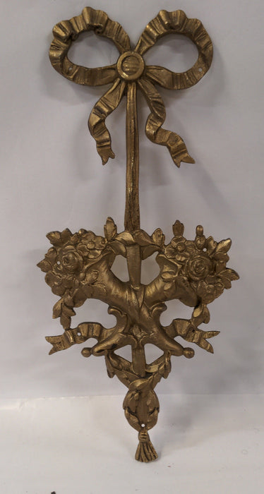 BRONZE LOUIS XVI PLAQUE WITH CORNUCOPIA W. RIBBON