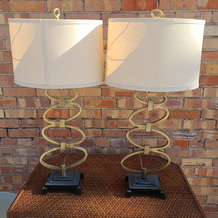 PAIR MODERN STYLE LAMPS AND SHADES