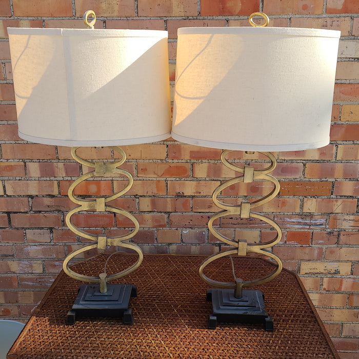 PAIR MODERN STYLE LAMPS AND SHADES